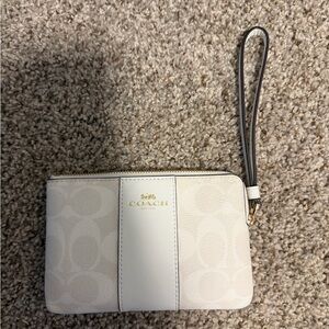Coach Ivory Signature Wristlet